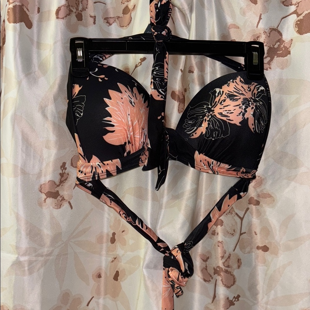 Black and Orange Bikini with Modern Silhouette